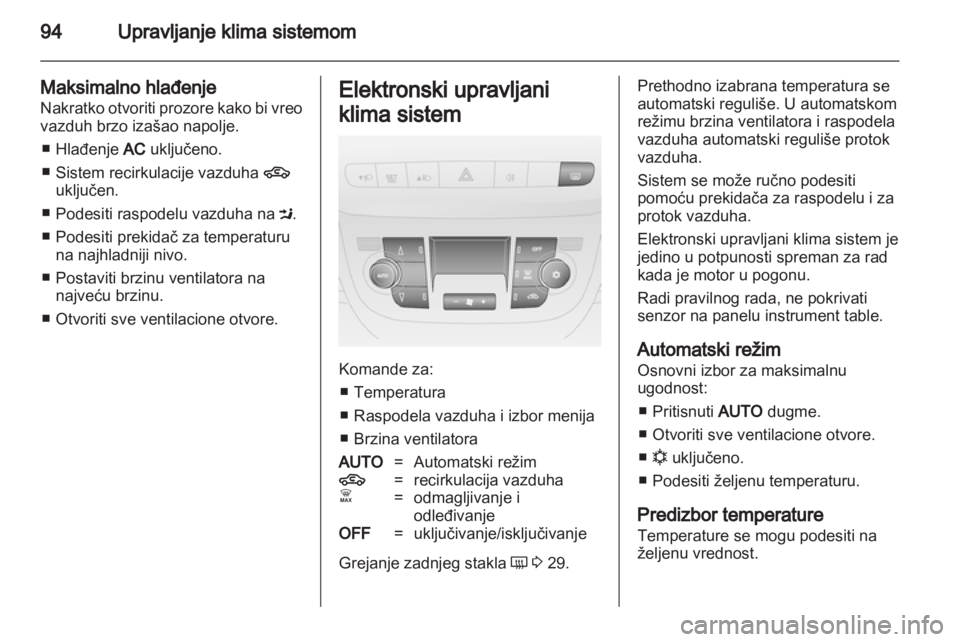 OPEL COMBO D 2013  Uputstvo za upotrebu (in Serbian) 