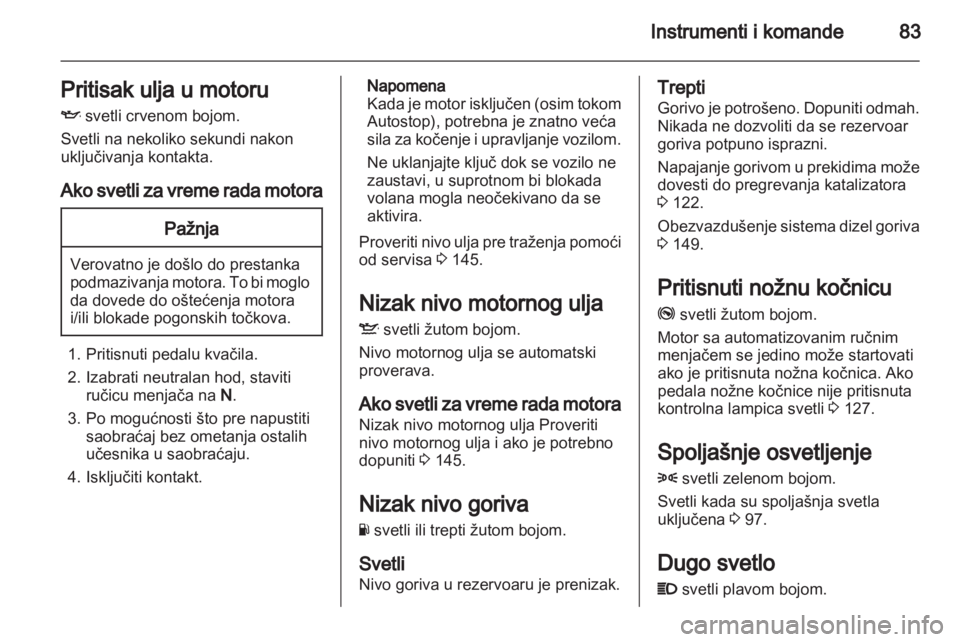 OPEL CORSA 2011  Uputstvo za upotrebu (in Serbian) 