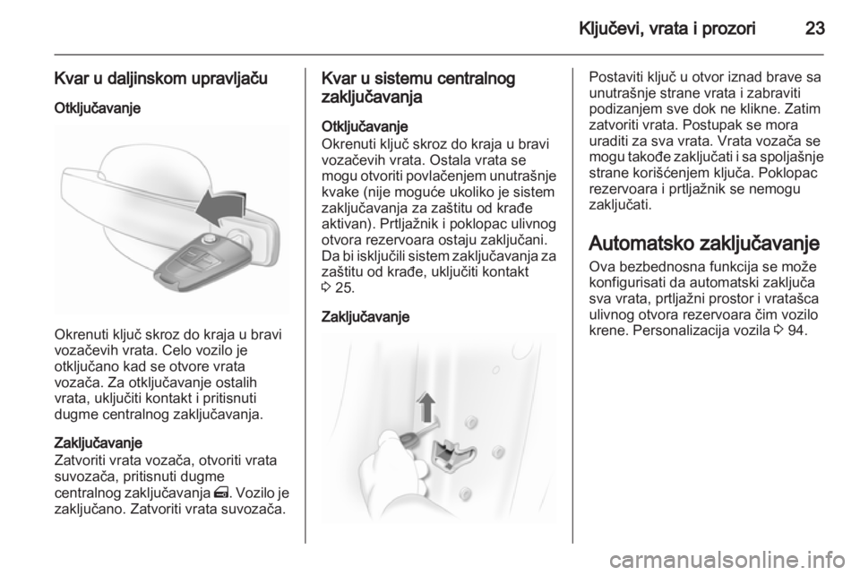 OPEL CORSA 2012  Uputstvo za upotrebu (in Serbian) 