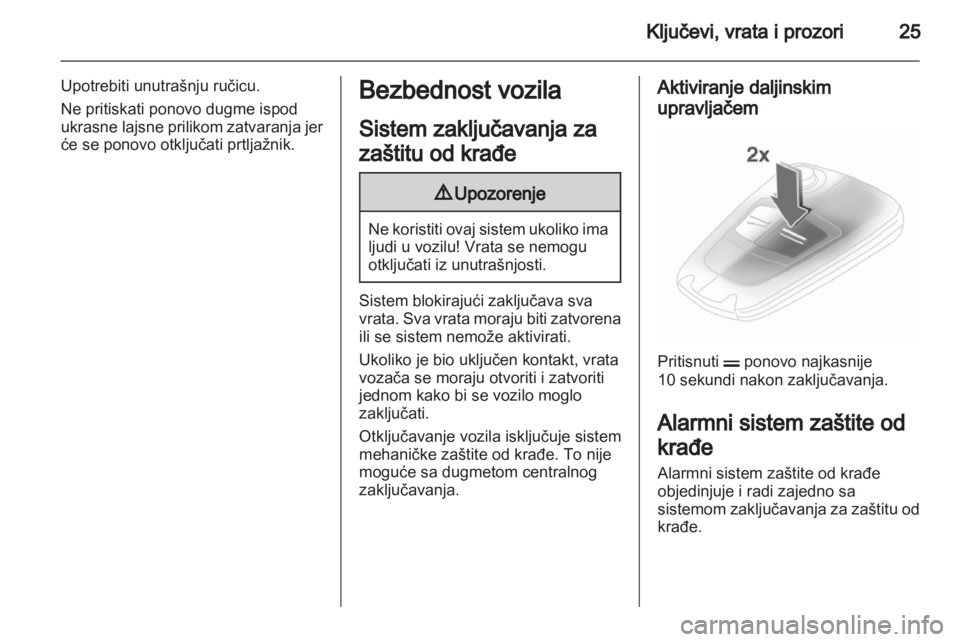 OPEL CORSA 2012  Uputstvo za upotrebu (in Serbian) 