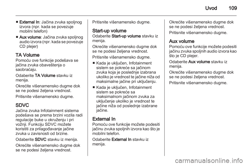 OPEL CORSA 2013  Uputstvo za rukovanje Infotainment sistemom (in Serbian) 