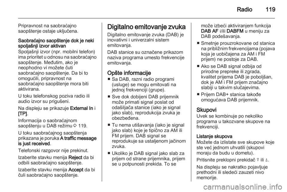 OPEL CORSA 2013  Uputstvo za rukovanje Infotainment sistemom (in Serbian) 