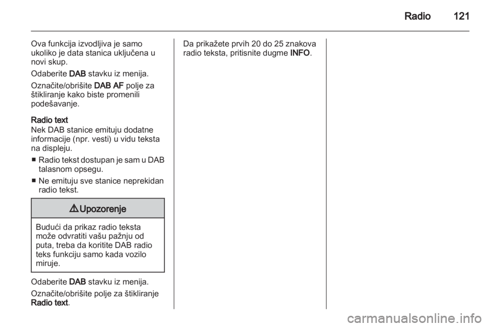 OPEL CORSA 2013  Uputstvo za rukovanje Infotainment sistemom (in Serbian) 