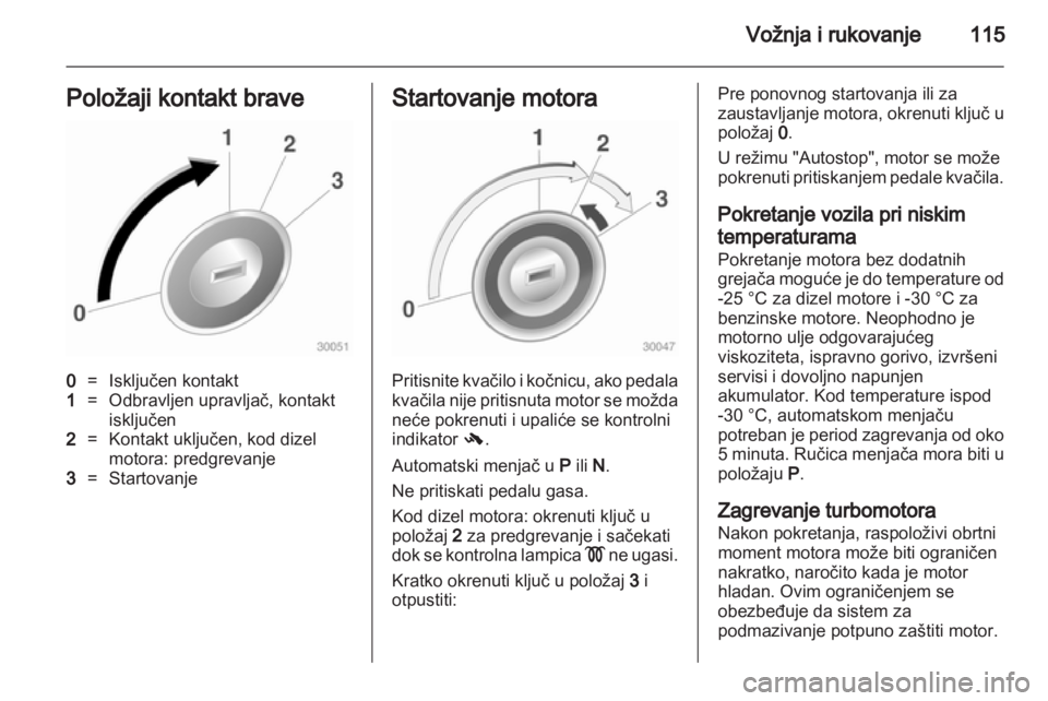 OPEL CORSA 2013  Uputstvo za upotrebu (in Serbian) 