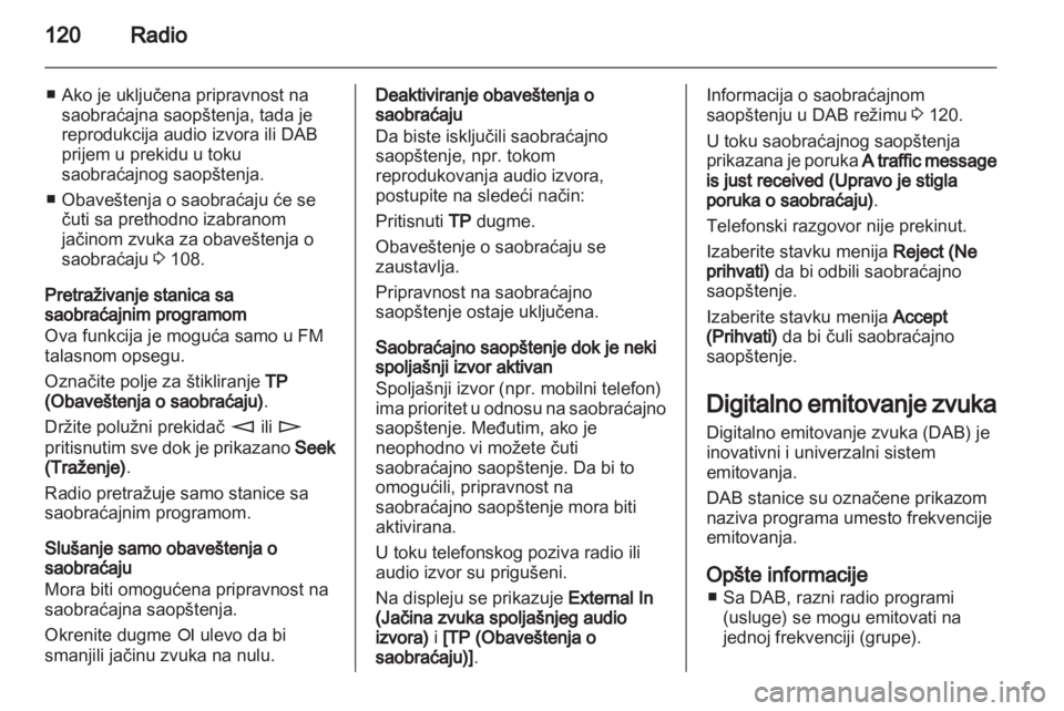 OPEL CORSA 2013.5  Uputstvo za rukovanje Infotainment sistemom (in Serbian) 