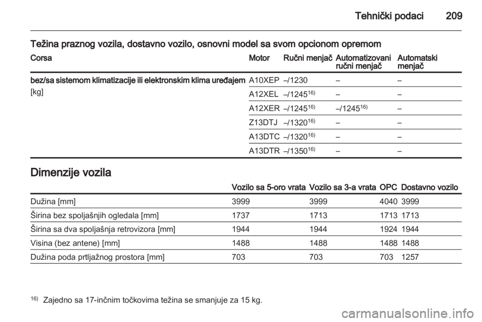 OPEL CORSA 2013.5  Uputstvo za upotrebu (in Serbian) 