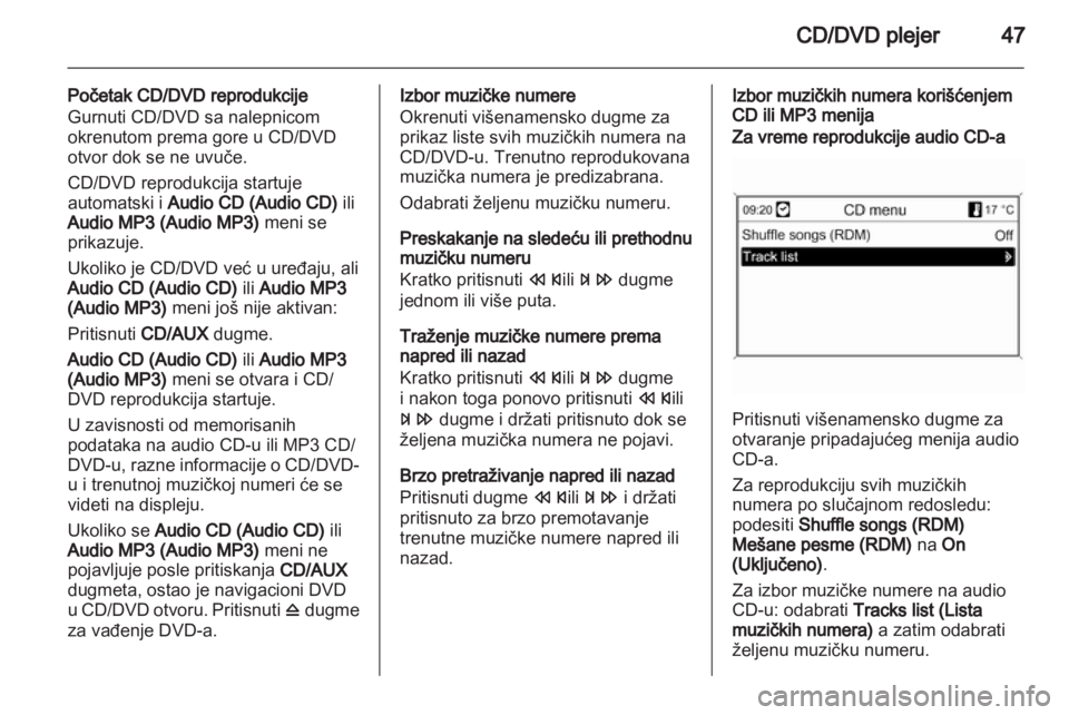 OPEL INSIGNIA 2011  Uputstvo za rukovanje Infotainment sistemom (in Serbian) 