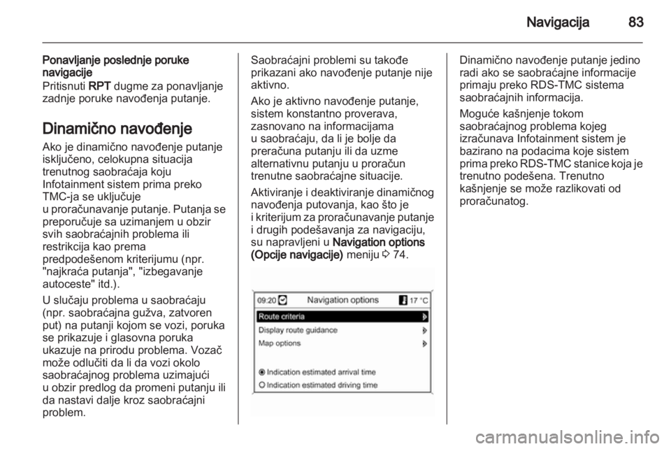 OPEL MERIVA 2011  Uputstvo za rukovanje Infotainment sistemom (in Serbian) 