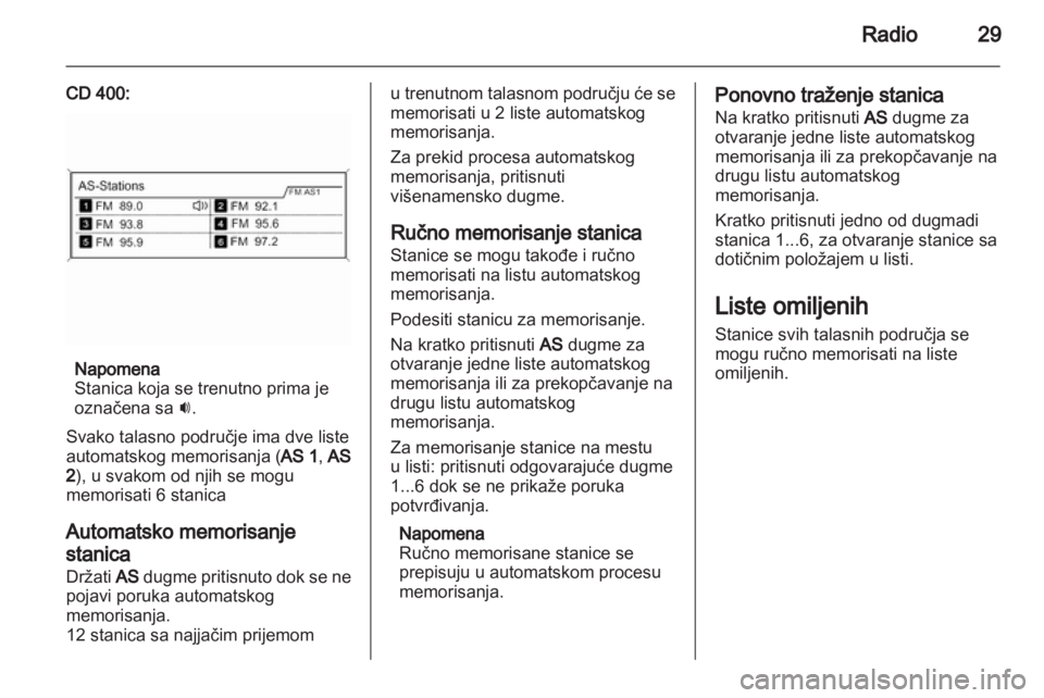 OPEL MERIVA 2011.5  Uputstvo za rukovanje Infotainment sistemom (in Serbian) 