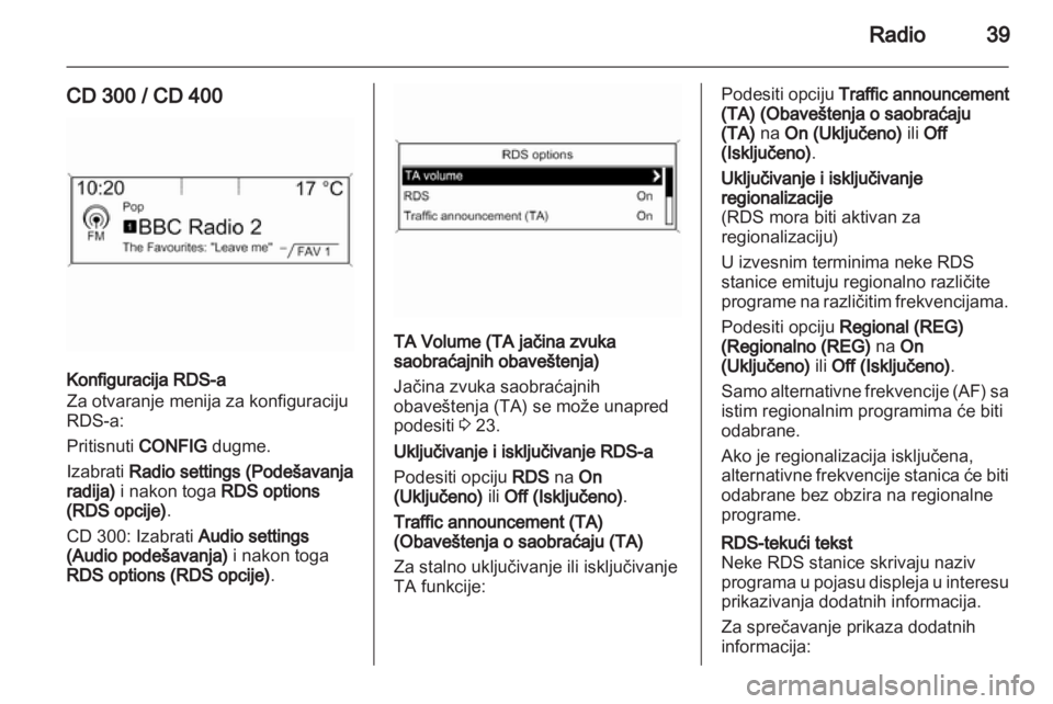 OPEL MERIVA 2011.5  Uputstvo za rukovanje Infotainment sistemom (in Serbian) 