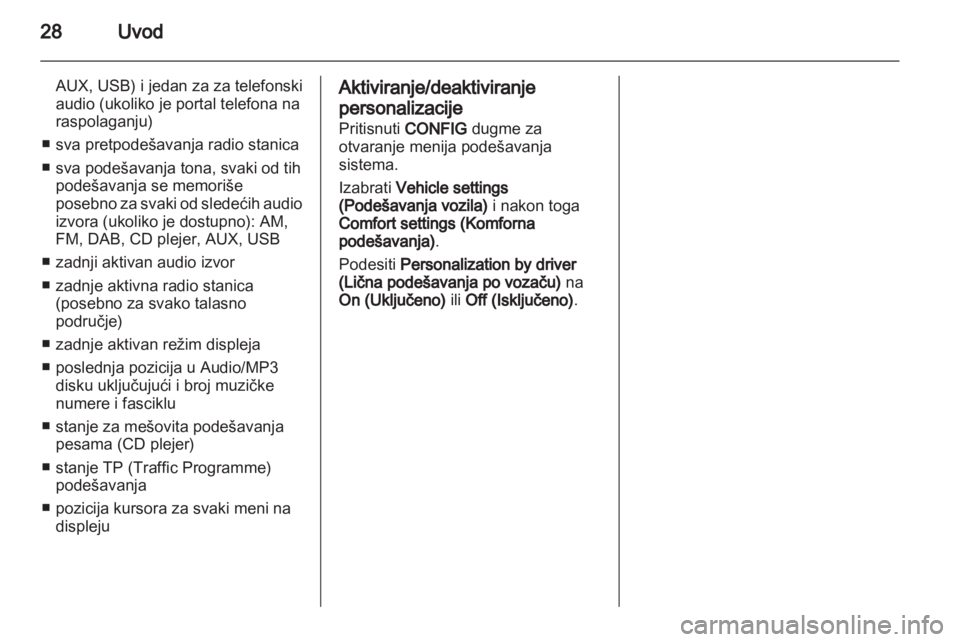 OPEL MERIVA 2012  Uputstvo za rukovanje Infotainment sistemom (in Serbian) 