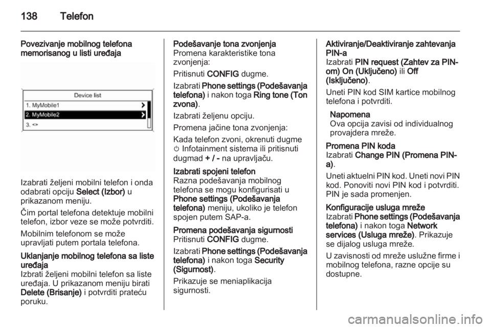 OPEL MERIVA 2013  Uputstvo za rukovanje Infotainment sistemom (in Serbian) 