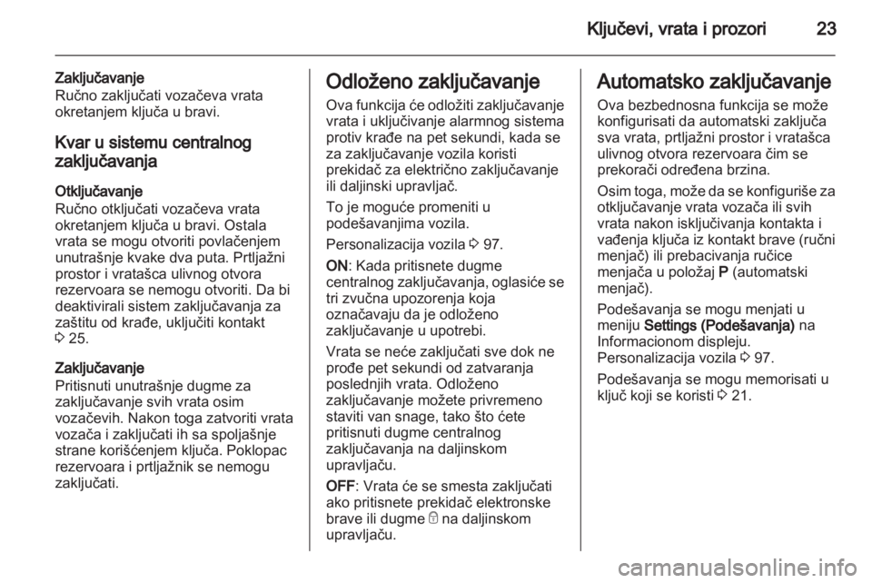 OPEL MOKKA 2013  Uputstvo za upotrebu (in Serbian) 
