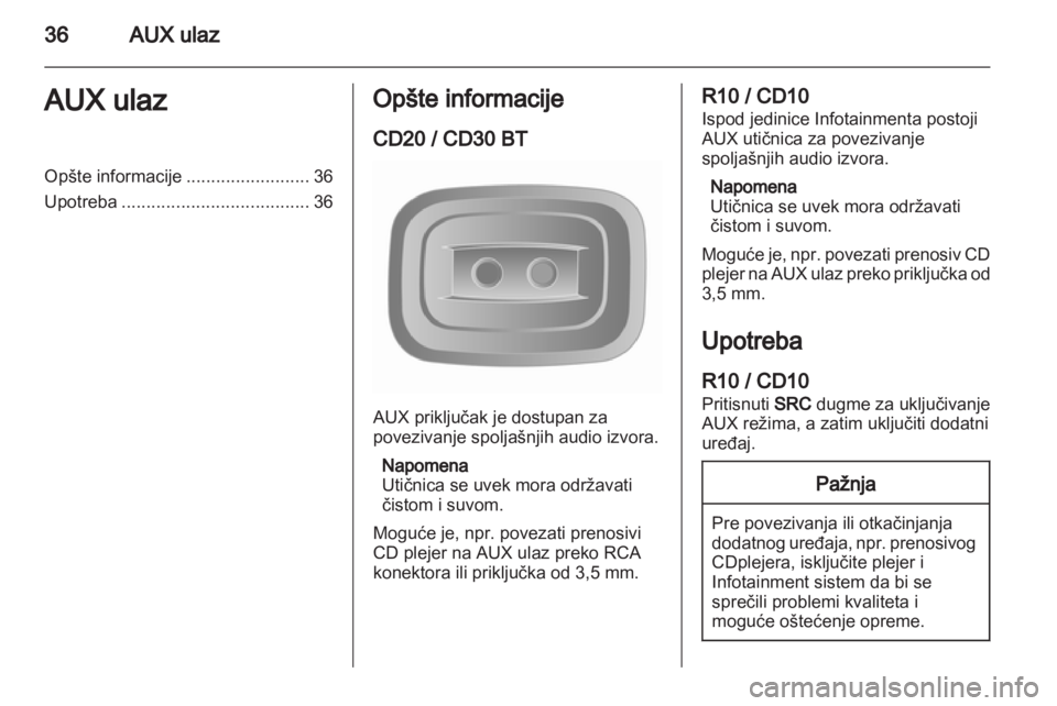 OPEL VIVARO 2012  Uputstvo za rukovanje Infotainment sistemom (in Serbian) 