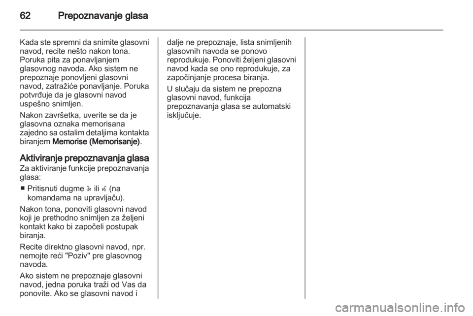 OPEL VIVARO 2012  Uputstvo za rukovanje Infotainment sistemom (in Serbian) 