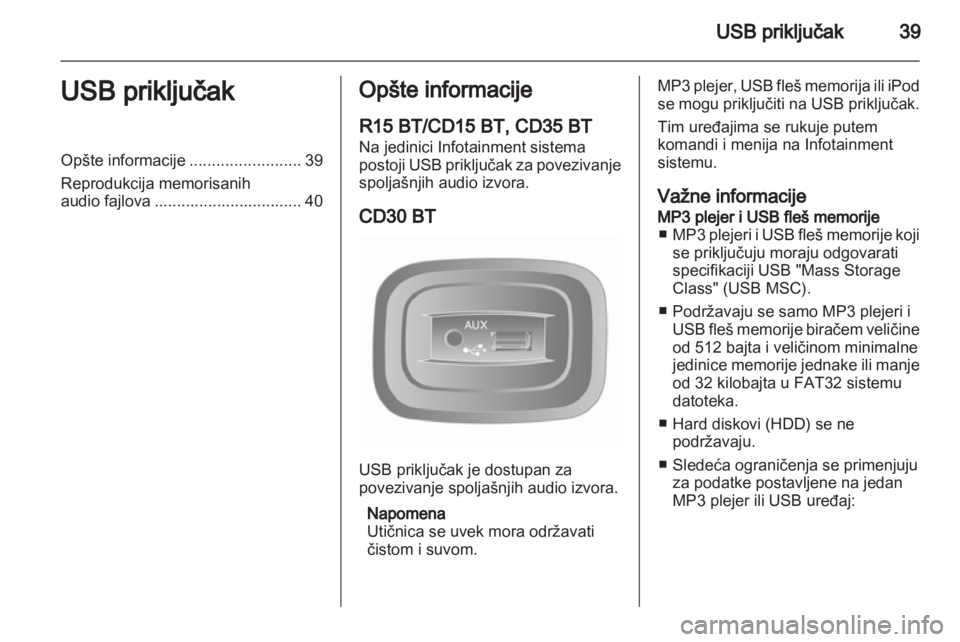 OPEL VIVARO 2013  Uputstvo za rukovanje Infotainment sistemom (in Serbian) 