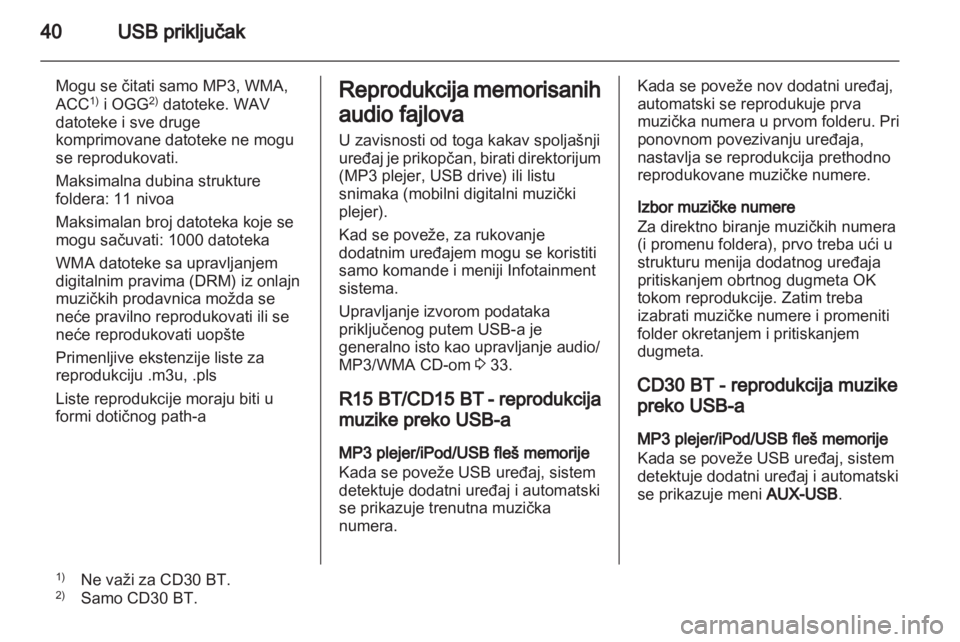 OPEL VIVARO 2013  Uputstvo za rukovanje Infotainment sistemom (in Serbian) 
