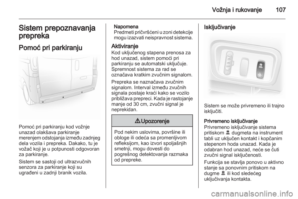 OPEL VIVARO 2011.5  Uputstvo za upotrebu (in Serbian) 