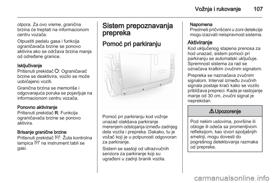 OPEL VIVARO 2013.5  Uputstvo za upotrebu (in Serbian) 
