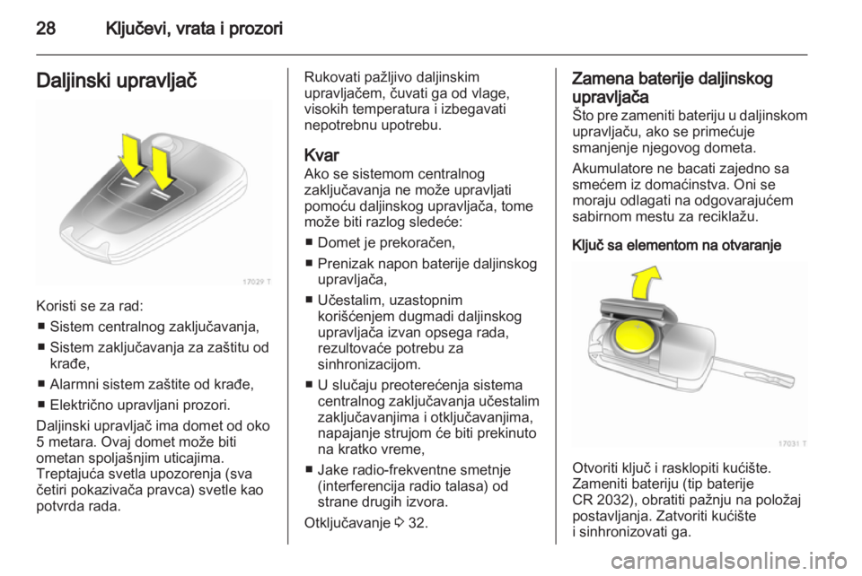 OPEL ZAFIRA 2011  Uputstvo za upotrebu (in Serbian) 