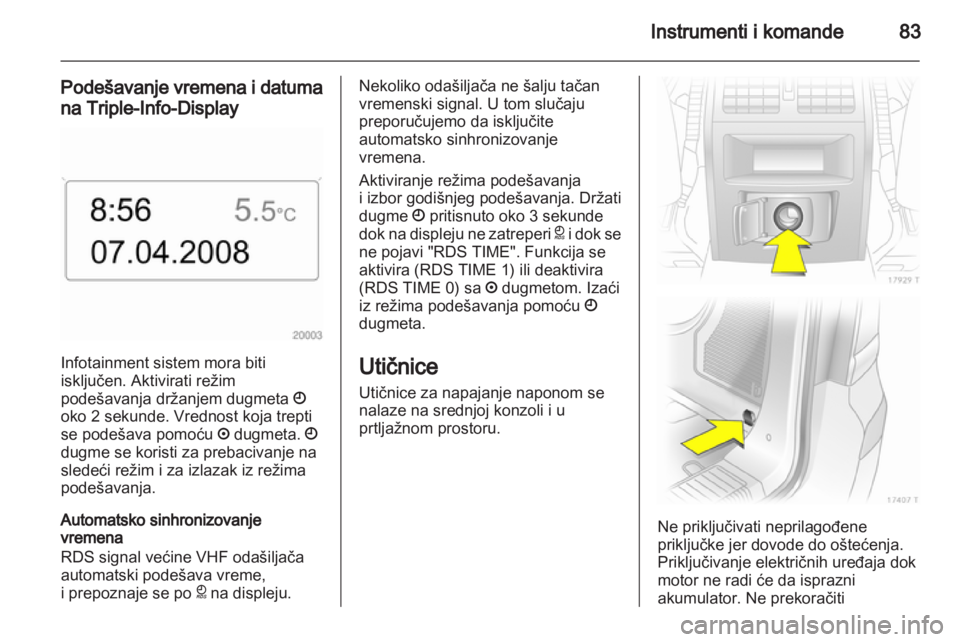 OPEL ZAFIRA 2011  Uputstvo za upotrebu (in Serbian) 