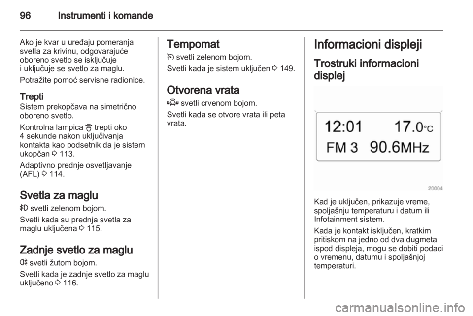 OPEL ZAFIRA 2011.5  Uputstvo za upotrebu (in Serbian) 