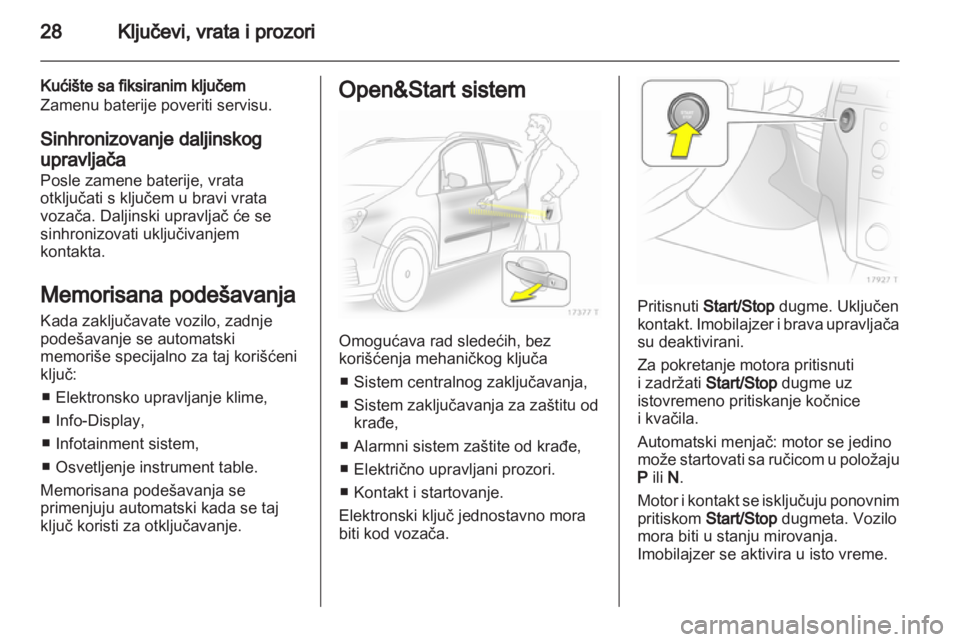 OPEL ZAFIRA 2012  Uputstvo za upotrebu (in Serbian) 