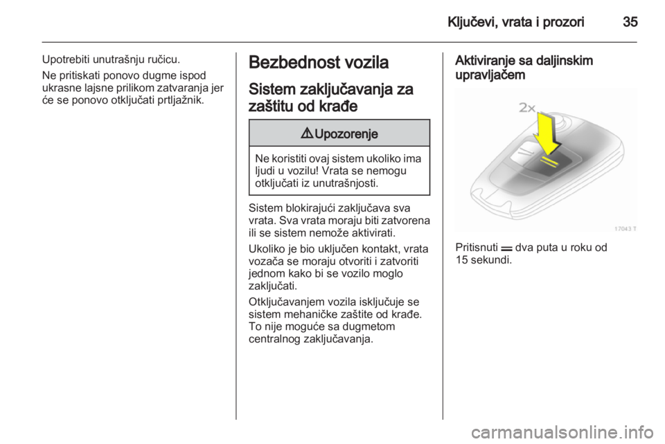 OPEL ZAFIRA 2012  Uputstvo za upotrebu (in Serbian) 