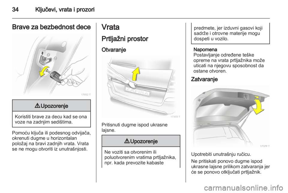 OPEL ZAFIRA 2013  Uputstvo za upotrebu (in Serbian) 