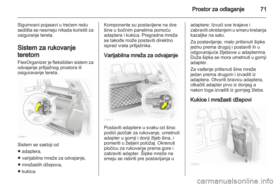 OPEL ZAFIRA 2013  Uputstvo za upotrebu (in Serbian) 