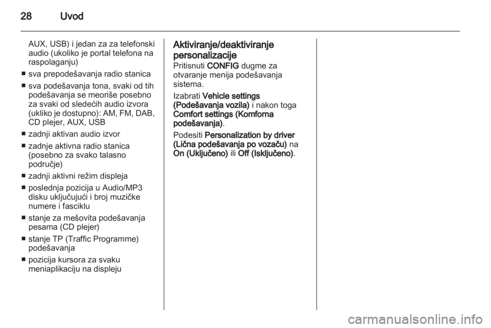 OPEL ZAFIRA B 2013  Uputstvo za rukovanje Infotainment sistemom (in Serbian) 