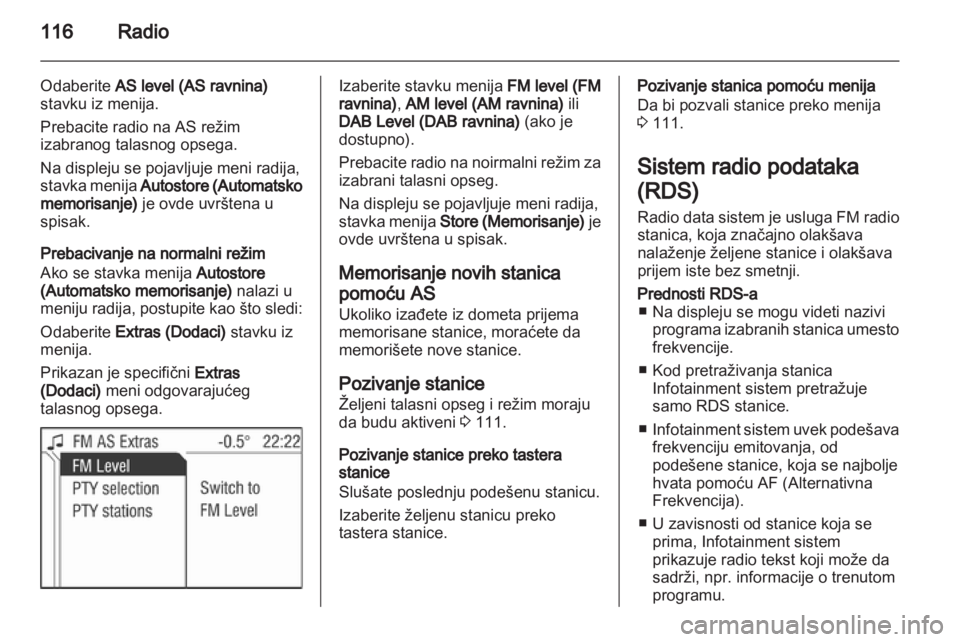 OPEL ZAFIRA B 2014  Uputstvo za rukovanje Infotainment sistemom (in Serbian) 