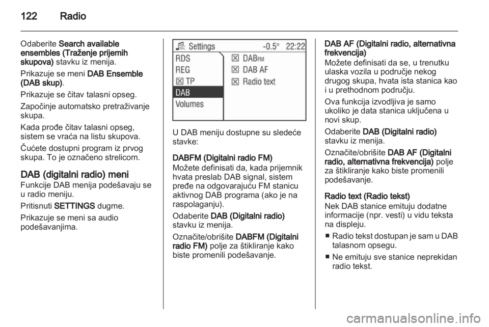 OPEL ZAFIRA B 2014  Uputstvo za rukovanje Infotainment sistemom (in Serbian) 