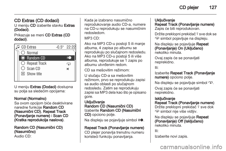 OPEL ZAFIRA B 2014  Uputstvo za rukovanje Infotainment sistemom (in Serbian) 
