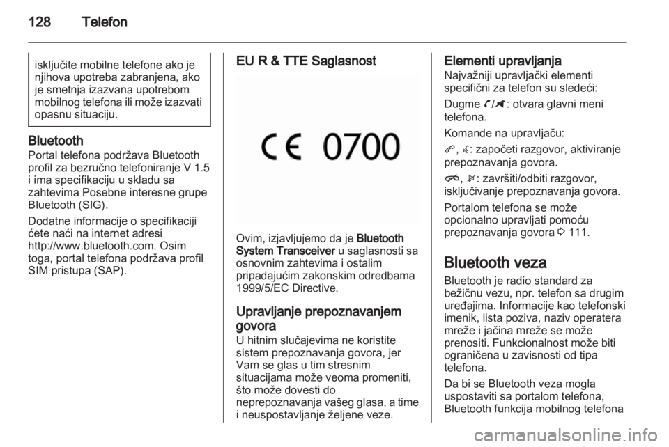 OPEL ZAFIRA C 2013.5  Uputstvo za rukovanje Infotainment sistemom (in Serbian) 