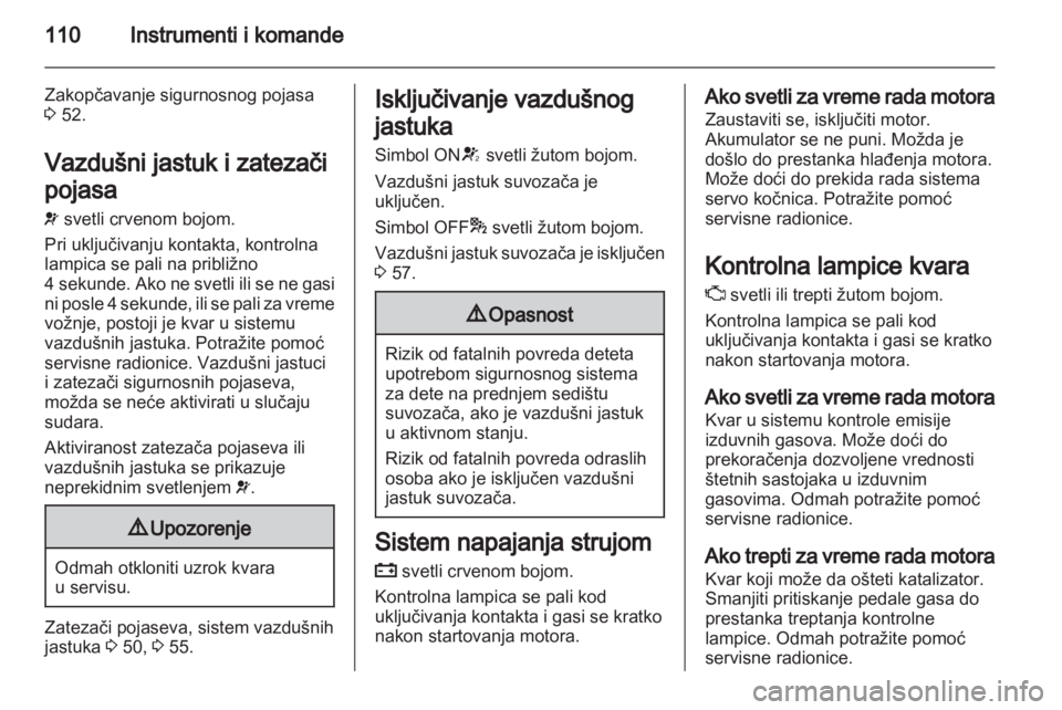 OPEL ZAFIRA TOURER 2012  Uputstvo za upotrebu (in Serbian) 