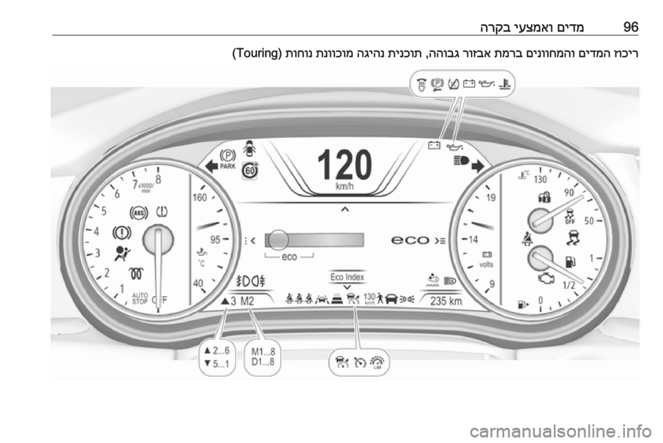 OPEL INSIGNIA BREAK 2019.5  ספר הנהג 96םידמ
 
יעצמאו
 
הרקבזוכיר
 
םידמה
 
םינווחמהו
 
תמרב
 
רוזבא
 
ההובג
 ,
תינכות
 
הגיהנ
 
תנווכומ
 
תוחונ
) Touring( 