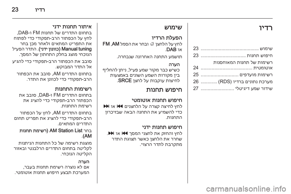 OPEL MERIVA 2015  מערכת מידע ובידור וידר23וידרשומיש
..........................................
23
שופיח
 
תונחת
.................................
23
תומישר
 
לש
 
תונחת
 
תונסחואמה
תיטמו