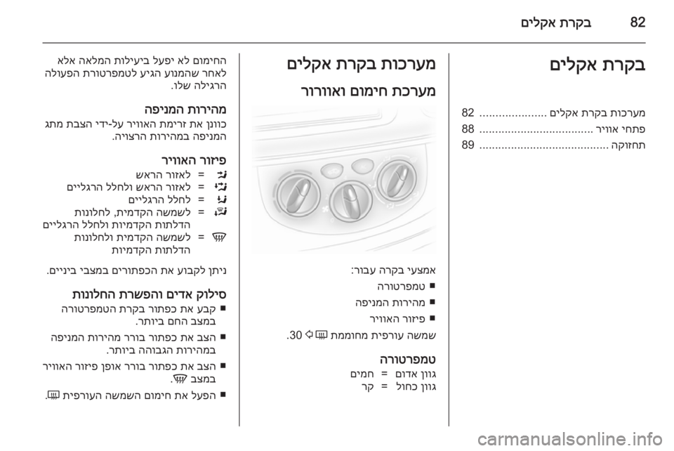OPEL VIVARO 2014  ספר הנהג 82תרקב
 
םילקאתרקב
 
םילקאתוכרעמ
 
תרקב
 
םילקא
.....................
82
יחתפ
 
ריווא
....................................
88
הקוזחת
...................
