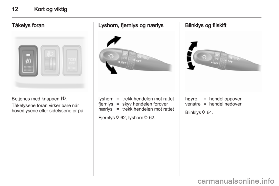 OPEL AGILA 2012  Instruksjonsbok 