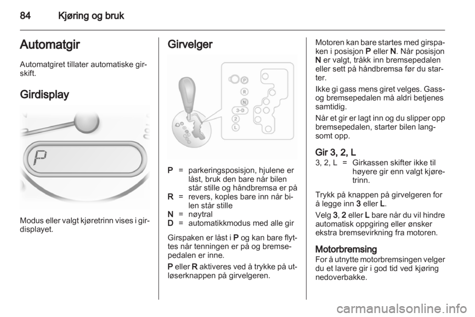 OPEL AGILA 2012  Instruksjonsbok 