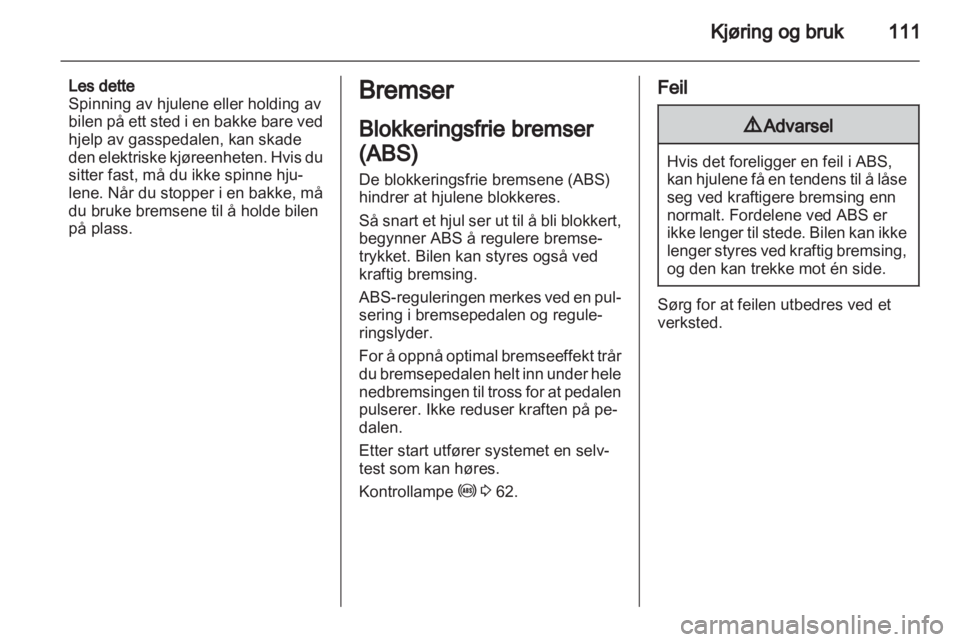 OPEL AMPERA 2012  Instruksjonsbok 