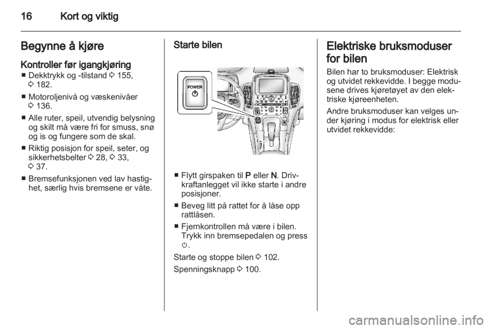 OPEL AMPERA 2012  Instruksjonsbok 