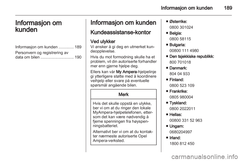 OPEL AMPERA 2013  Instruksjonsbok 