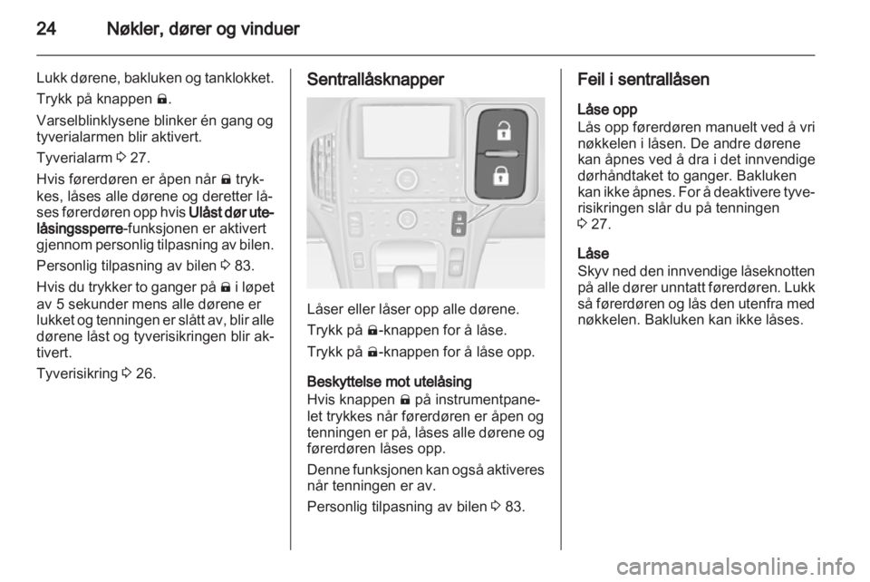OPEL AMPERA 2013  Instruksjonsbok 