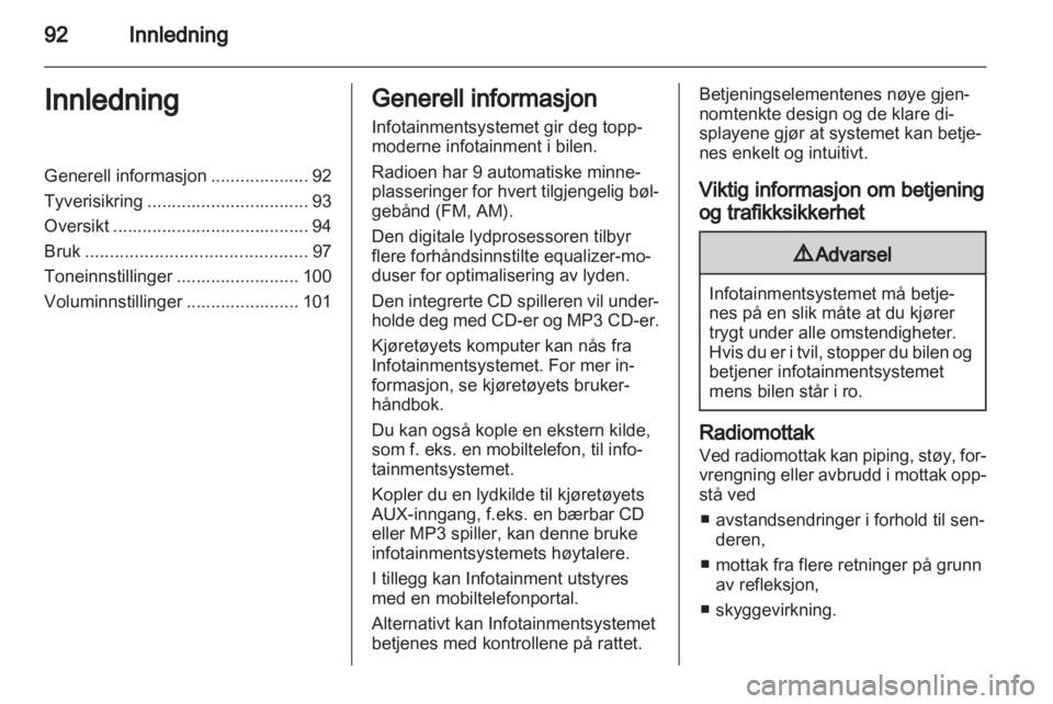 OPEL ANTARA 2012  Brukerhåndbok for infotainmentsystem 