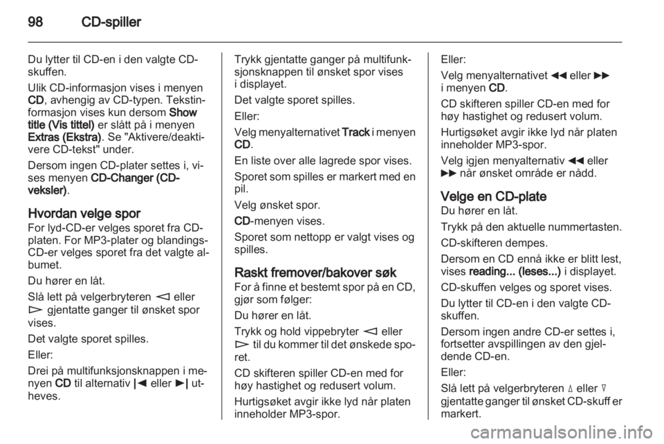OPEL CORSA 2010.5  Brukerhåndbok for infotainmentsystem 