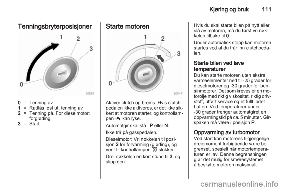 OPEL CORSA 2012  Instruksjonsbok 