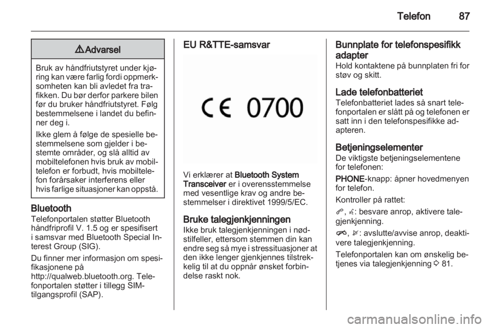 OPEL INSIGNIA 2011  Brukerhåndbok for infotainmentsystem 