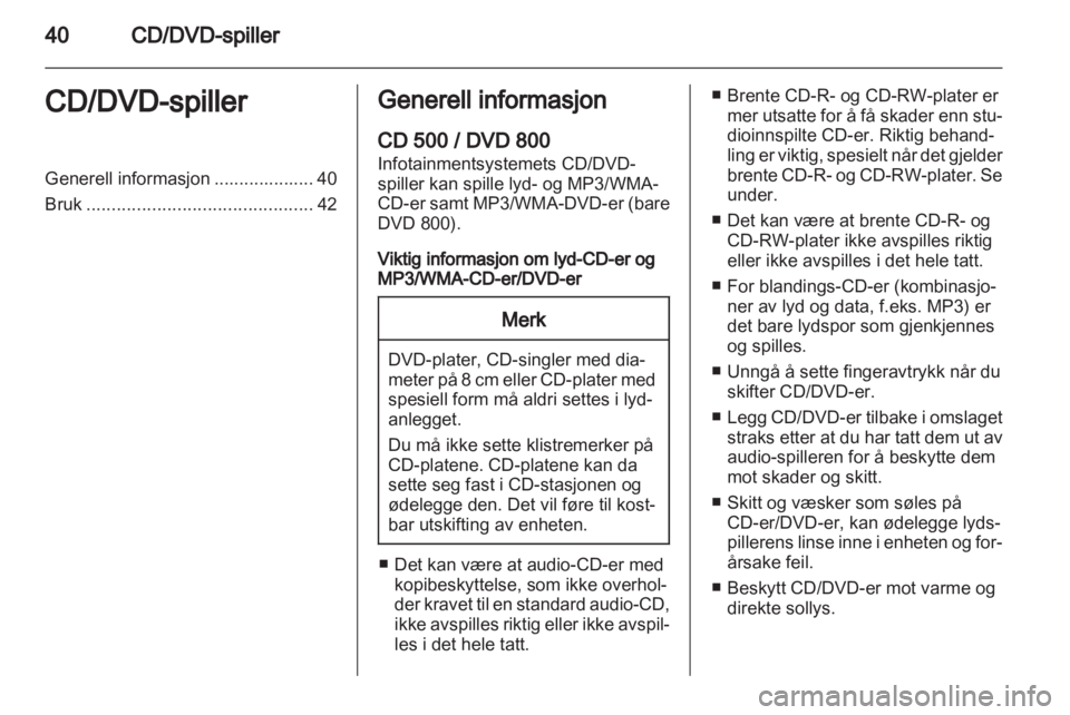 OPEL MERIVA 2011.5  Brukerhåndbok for infotainmentsystem 